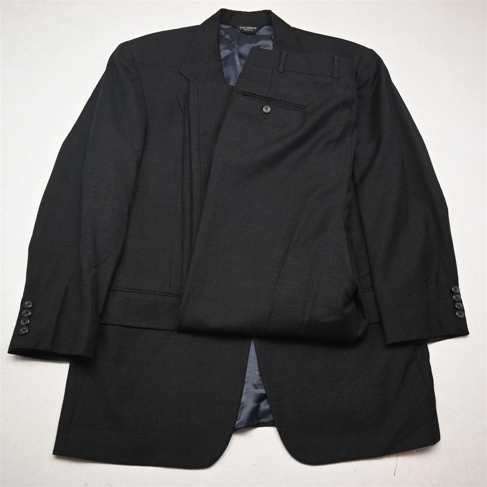 Southwick 42S 34x30 Gray Check Wool USA Made‎ Mens Jacket Pants Suit